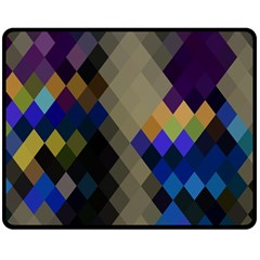 Background Of Blue Gold Brown Tan Purple Diamonds Double Sided Fleece Blanket (medium)  by Nexatart