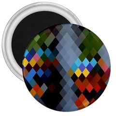 Diamond Abstract Background Background Of Diamonds In Colors Of Orange Yellow Green Blue And More 3  Magnets by Nexatart