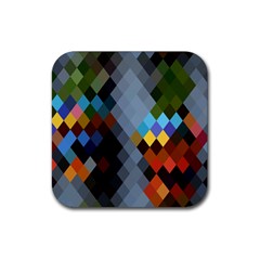 Diamond Abstract Background Background Of Diamonds In Colors Of Orange Yellow Green Blue And More Rubber Coaster (square)  by Nexatart