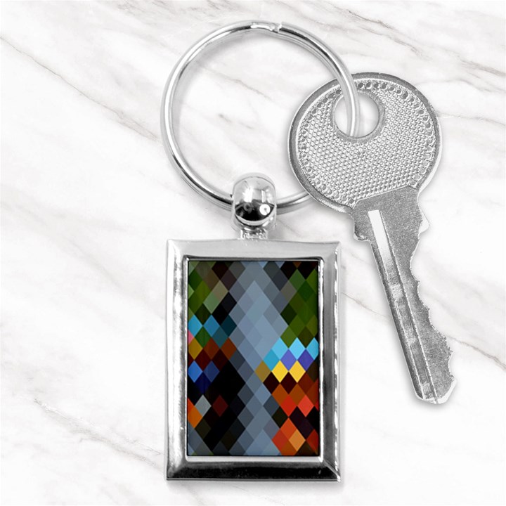 Diamond Abstract Background Background Of Diamonds In Colors Of Orange Yellow Green Blue And More Key Chains (Rectangle) 