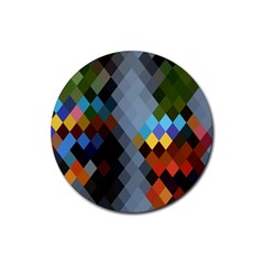 Diamond Abstract Background Background Of Diamonds In Colors Of Orange Yellow Green Blue And More Rubber Coaster (round)  by Nexatart