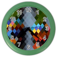 Diamond Abstract Background Background Of Diamonds In Colors Of Orange Yellow Green Blue And More Color Wall Clocks by Nexatart