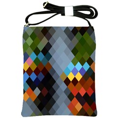 Diamond Abstract Background Background Of Diamonds In Colors Of Orange Yellow Green Blue And More Shoulder Sling Bags by Nexatart