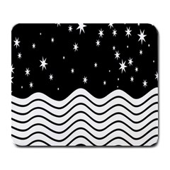 Black And White Waves And Stars Abstract Backdrop Clipart Large Mousepads by Nexatart