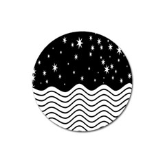 Black And White Waves And Stars Abstract Backdrop Clipart Magnet 3  (round) by Nexatart