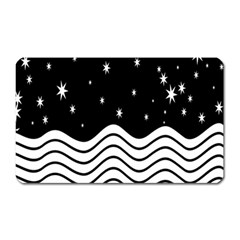 Black And White Waves And Stars Abstract Backdrop Clipart Magnet (rectangular) by Nexatart