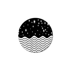 Black And White Waves And Stars Abstract Backdrop Clipart Golf Ball Marker (4 Pack) by Nexatart