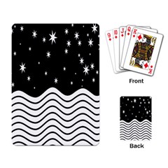 Black And White Waves And Stars Abstract Backdrop Clipart Playing Card by Nexatart