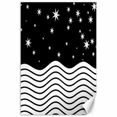 Black And White Waves And Stars Abstract Backdrop Clipart Canvas 24  X 36  by Nexatart