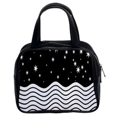 Black And White Waves And Stars Abstract Backdrop Clipart Classic Handbags (2 Sides) by Nexatart