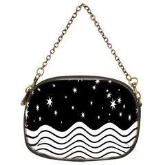 Black And White Waves And Stars Abstract Backdrop Clipart Chain Purses (two Sides)  by Nexatart