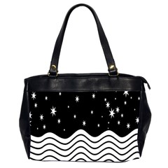 Black And White Waves And Stars Abstract Backdrop Clipart Office Handbags (2 Sides)  by Nexatart