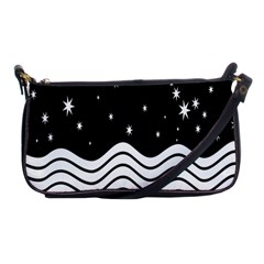 Black And White Waves And Stars Abstract Backdrop Clipart Shoulder Clutch Bags by Nexatart