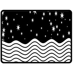 Black And White Waves And Stars Abstract Backdrop Clipart Fleece Blanket (large)  by Nexatart