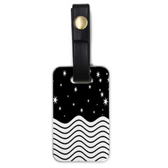 Black And White Waves And Stars Abstract Backdrop Clipart Luggage Tags (one Side)  by Nexatart