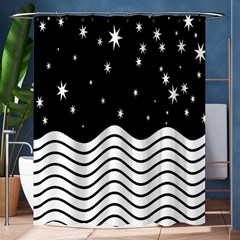 Black And White Waves And Stars Abstract Backdrop Clipart Shower Curtain 60  X 72  (medium)  by Nexatart