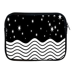 Black And White Waves And Stars Abstract Backdrop Clipart Apple Ipad 2/3/4 Zipper Cases by Nexatart