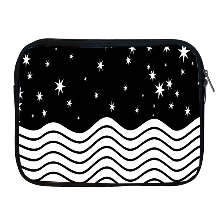 Black And White Waves And Stars Abstract Backdrop Clipart Apple iPad 2/3/4 Zipper Cases