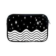 Black And White Waves And Stars Abstract Backdrop Clipart Apple Ipad Mini Zipper Cases by Nexatart