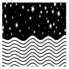 Black And White Waves And Stars Abstract Backdrop Clipart Large Satin Scarf (square) by Nexatart