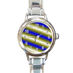 Color Diagonal Gradient Stripes Round Italian Charm Watch by Nexatart