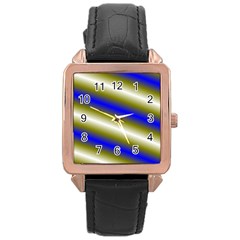 Color Diagonal Gradient Stripes Rose Gold Leather Watch  by Nexatart