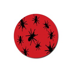 Illustration With Spiders Rubber Round Coaster (4 Pack)  by Nexatart