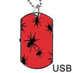 Illustration With Spiders Dog Tag Usb Flash (one Side) by Nexatart