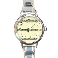 Music Notes On A Color Background Round Italian Charm Watch by Nexatart