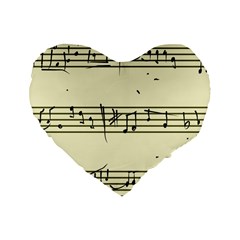 Music Notes On A Color Background Standard 16  Premium Heart Shape Cushions by Nexatart