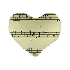 Music Notes On A Color Background Standard 16  Premium Flano Heart Shape Cushions by Nexatart