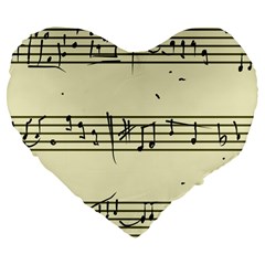 Music Notes On A Color Background Large 19  Premium Flano Heart Shape Cushions by Nexatart