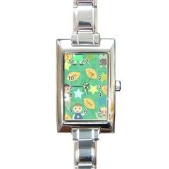 Football Kids Children Pattern Rectangle Italian Charm Watch by Nexatart