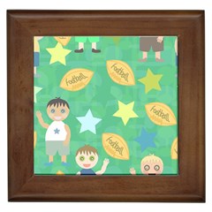 Football Kids Children Pattern Framed Tiles by Nexatart