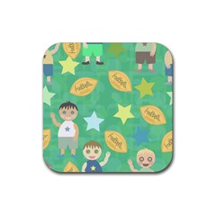 Football Kids Children Pattern Rubber Coaster (square)  by Nexatart