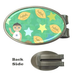 Football Kids Children Pattern Money Clips (oval)  by Nexatart