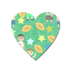 Football Kids Children Pattern Heart Magnet by Nexatart