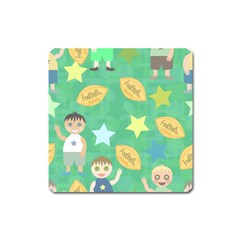 Football Kids Children Pattern Square Magnet by Nexatart