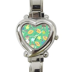 Football Kids Children Pattern Heart Italian Charm Watch by Nexatart