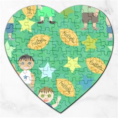 Football Kids Children Pattern Jigsaw Puzzle (heart) by Nexatart