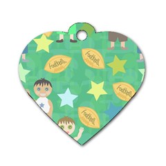 Football Kids Children Pattern Dog Tag Heart (one Side) by Nexatart