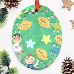 Football Kids Children Pattern Ornament (oval Filigree) by Nexatart