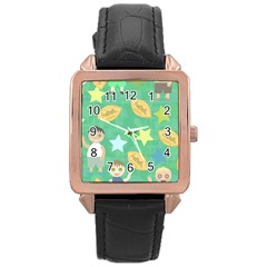 Football Kids Children Pattern Rose Gold Leather Watch  by Nexatart