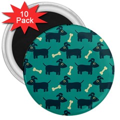 Happy Dogs Animals Pattern 3  Magnets (10 Pack)  by Nexatart