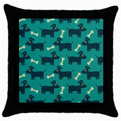 Happy Dogs Animals Pattern Throw Pillow Case (black) by Nexatart