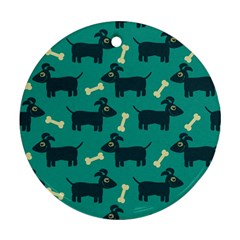 Happy Dogs Animals Pattern Round Ornament (two Sides) by Nexatart