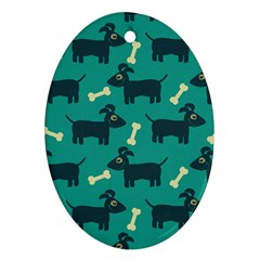 Happy Dogs Animals Pattern Oval Ornament (two Sides) by Nexatart