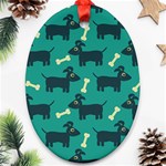 Happy Dogs Animals Pattern Oval Ornament (Two Sides) Front