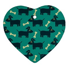 Happy Dogs Animals Pattern Heart Ornament (two Sides) by Nexatart