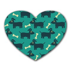 Happy Dogs Animals Pattern Heart Mousepads by Nexatart